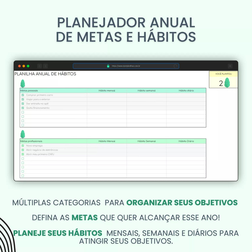 Planilha Organização de Hábitos