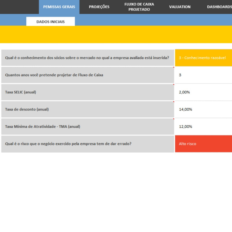Planilha de Valuation