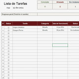 Planilha de Organização de Tarefas