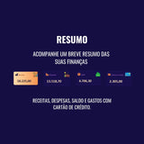 resumo de saldos, despesas e gastos no cartão