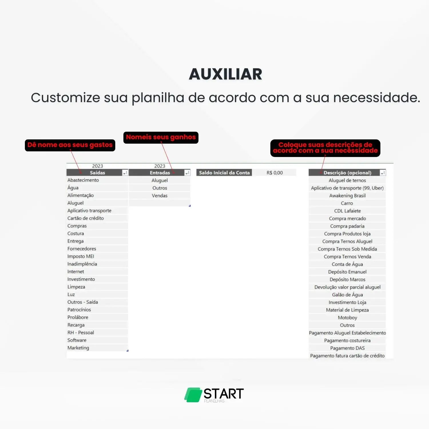 Planilha Planilha Financeira Fluxo de Caixa