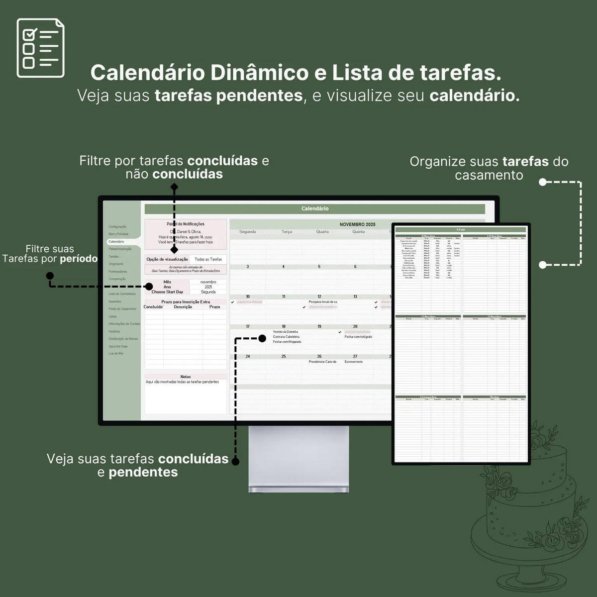 calendário dinâmico e lista de tarefas
