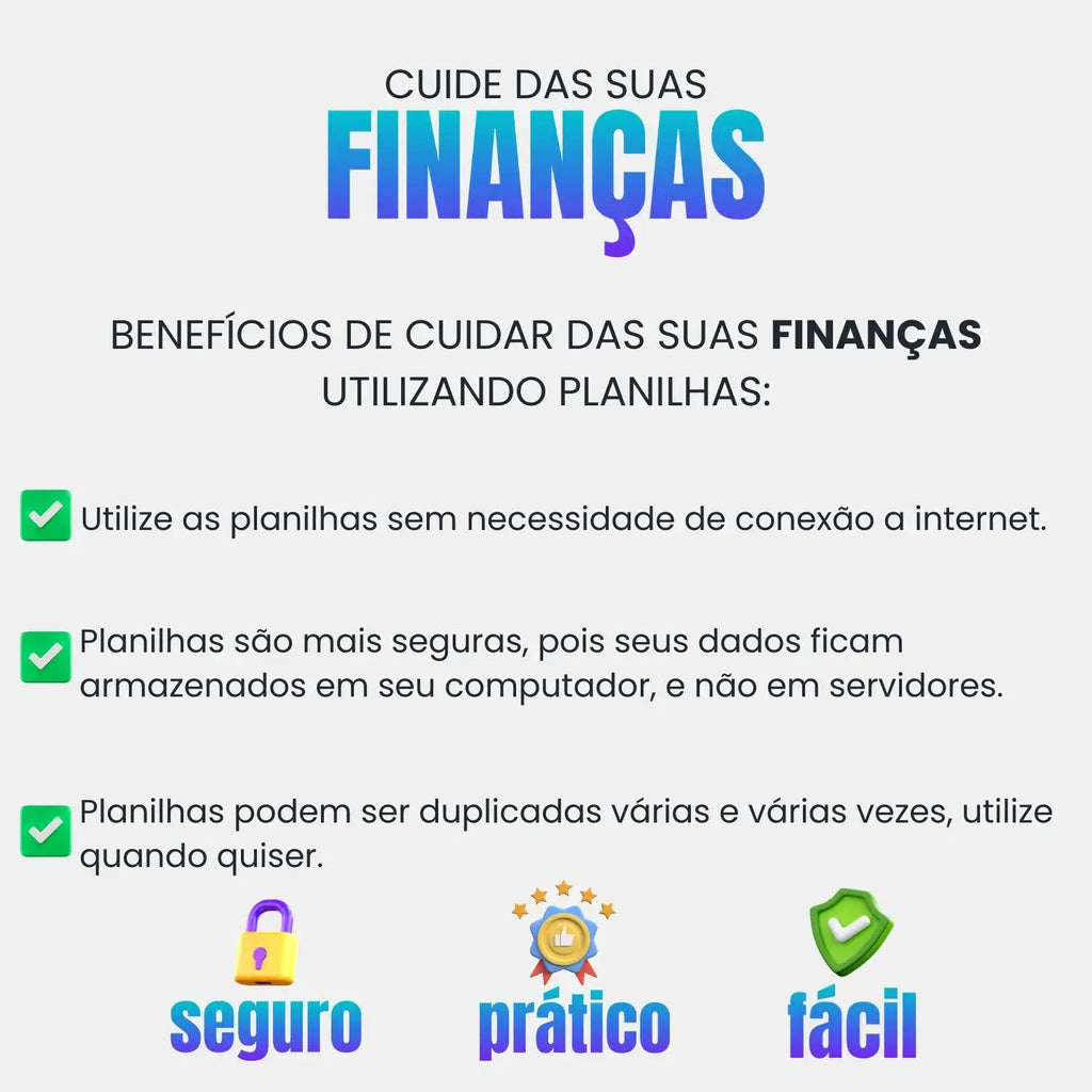 Super Pack com 5 Planilhas Financeiras editáveis