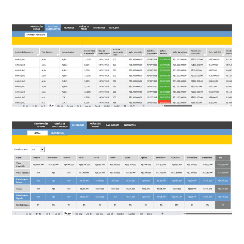 Planilha de Gestão Portfólio de Investimentos - Start Planilhas
