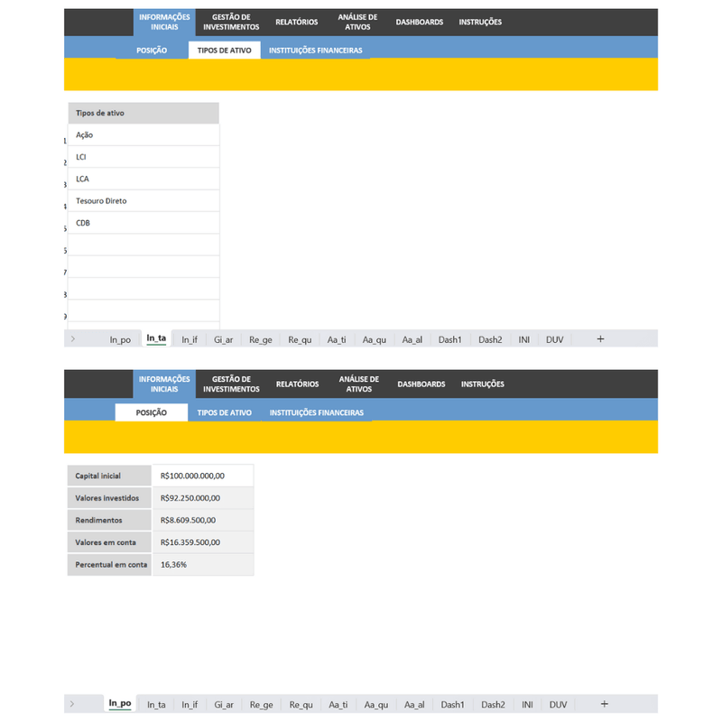 Planilha de Gestão Portfólio de Investimentos - Start Planilhas