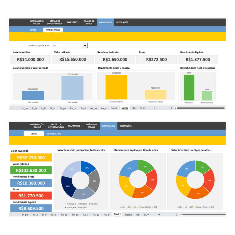 Planilha de Gestão Portfólio de Investimentos - Start Planilhas